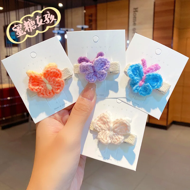 New Korean Cute Wool Butterfly Hair Clips For Kids Little Girls Lovely Hairpins Sweet Headdress Barrette Children`s  Accessories