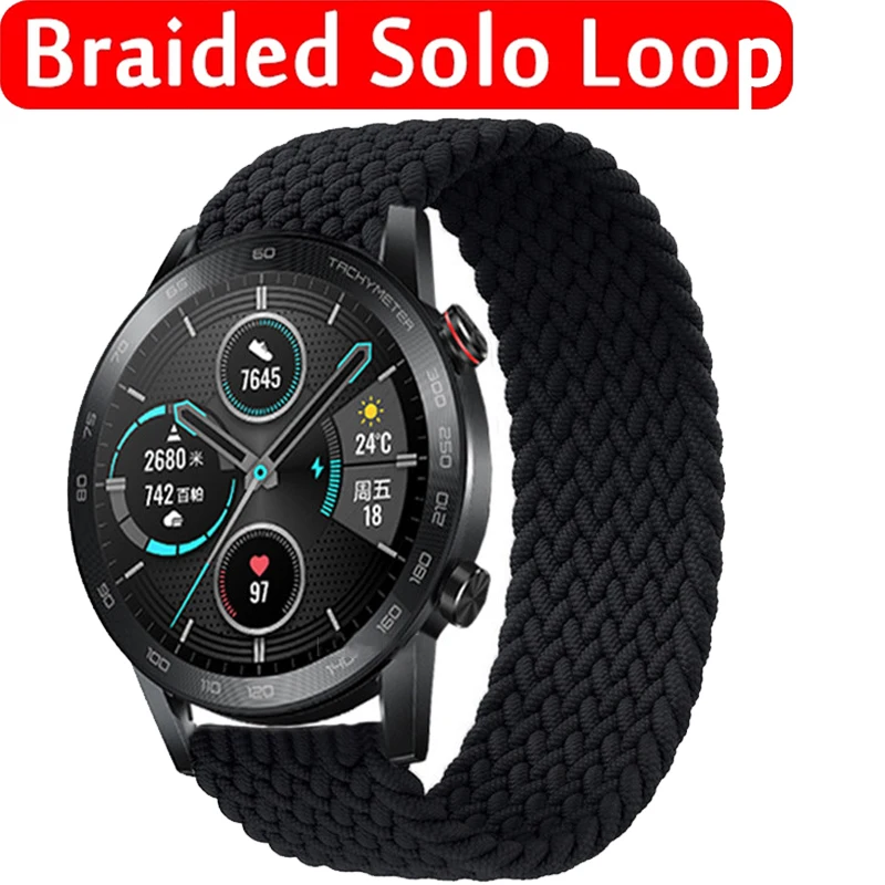 22MM Nylon Braided Elastic Strap For Honor Magic/Magic 2 46MM GS Pro Smart Watch Bands Solo Loop For Huawei GT Bracelets Correa