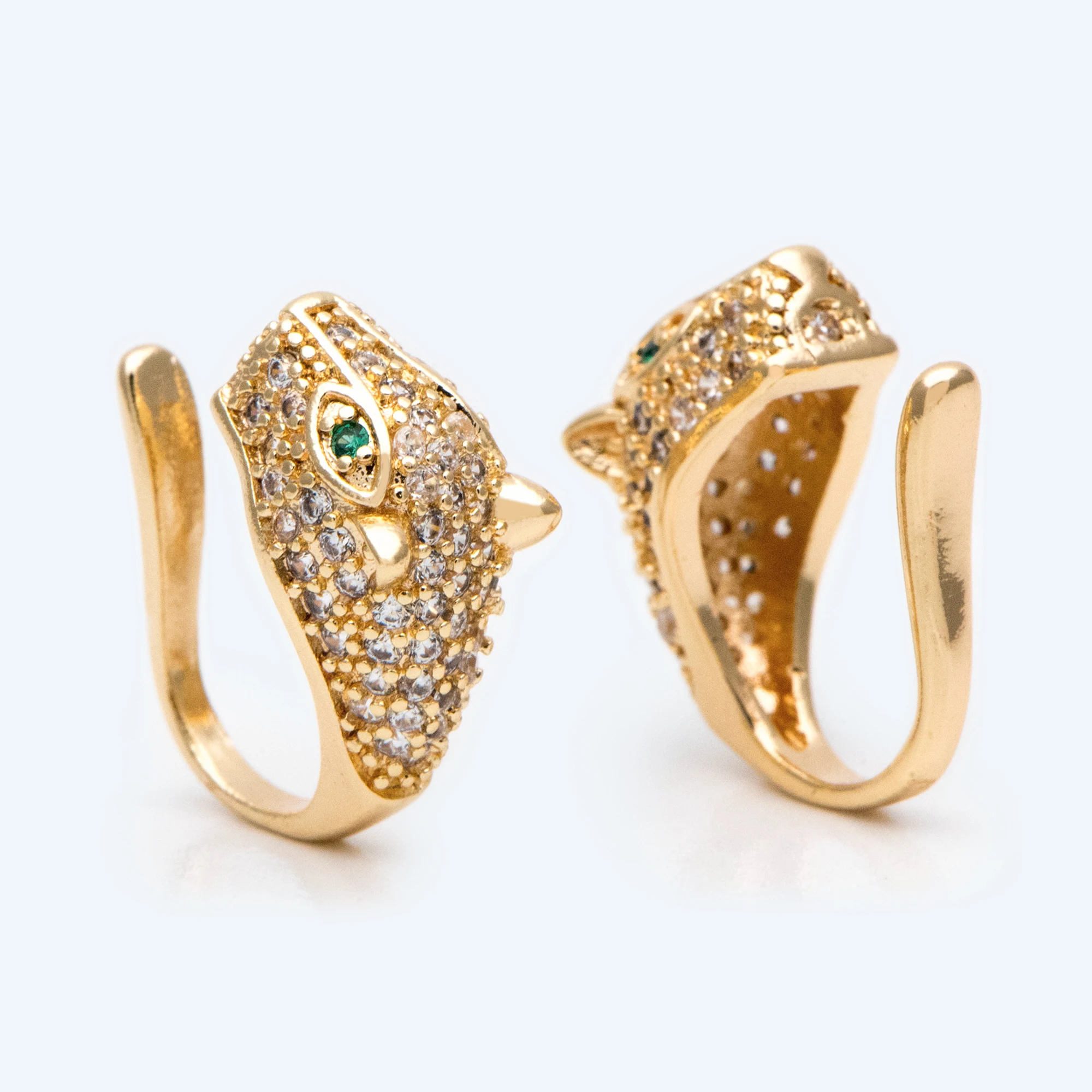 4 pezzi CZ pavimentato polsino dell'orecchio del leopardo, cartilagine, orecchino delicato del polsino dell'orecchio (GB-2632)