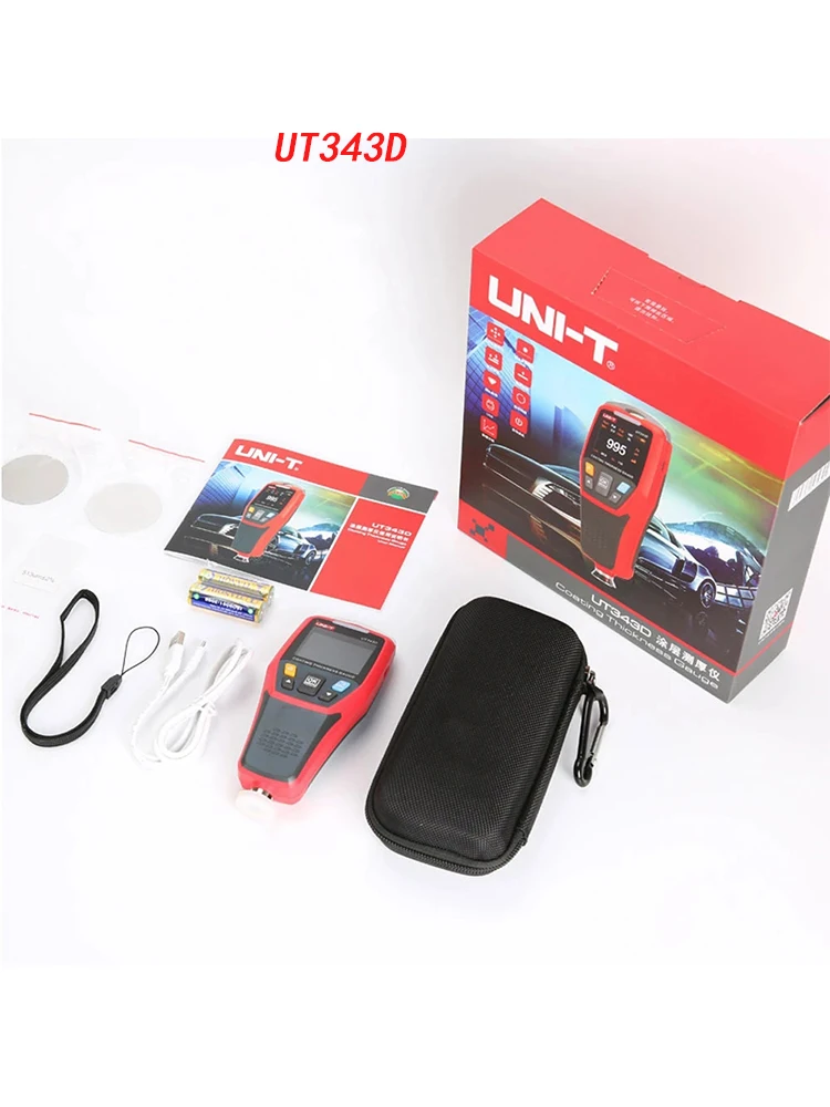 UNI-T UT343D เคลือบผิวสีรถยนต์เครื่องทดสอบความหนาฟิล์มวัด FE/NFE สีเครื่องมือจัดเก็บข้อมูล USB