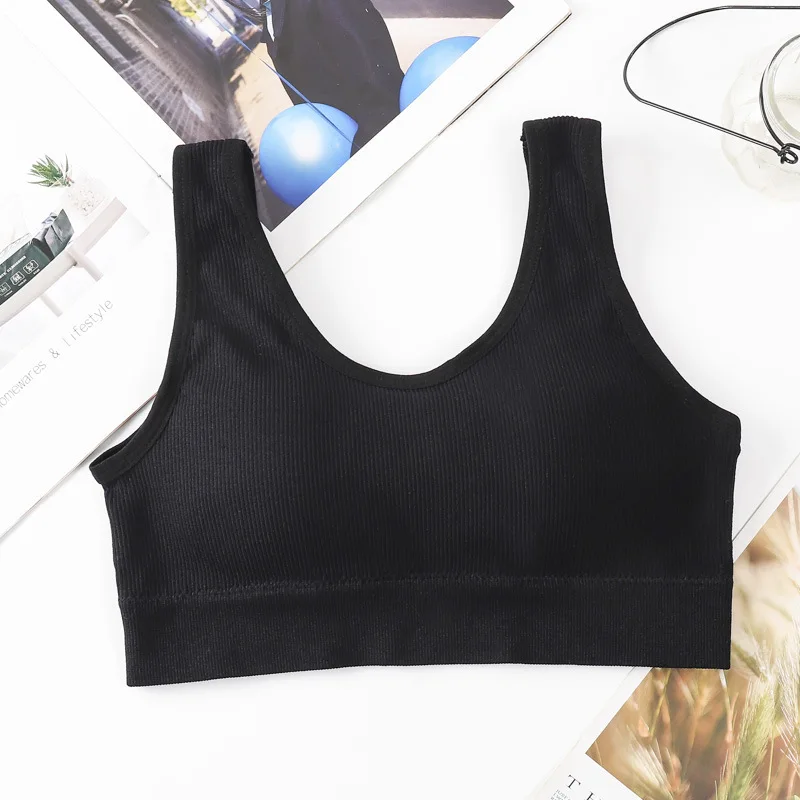 Women\'s Cotton Underwear Tube Tops Sexy Solid Color Top Fashion Push Up Comfort Bra Female Sports Tank Up Female Crop Top