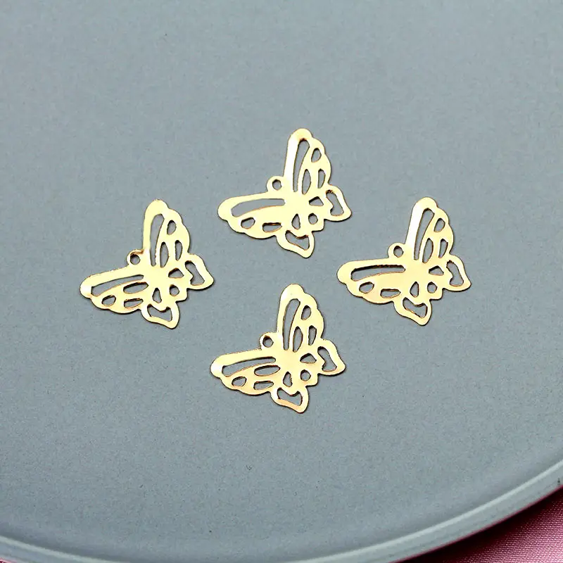 10Pcs/set New Simple Gold Color Metal Hollow Butterfly Jewelry Accessories for Making DIY Earrings Necklaces Bracelets Material