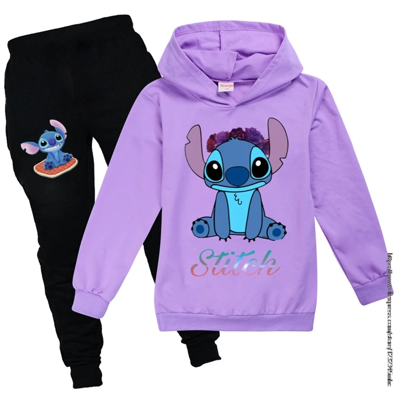 Disney Boys Stitch Clothing Spring autumn Kids Clothing Suits Cartoon Sets Children Boy Girls Sports Tracksuits Suits