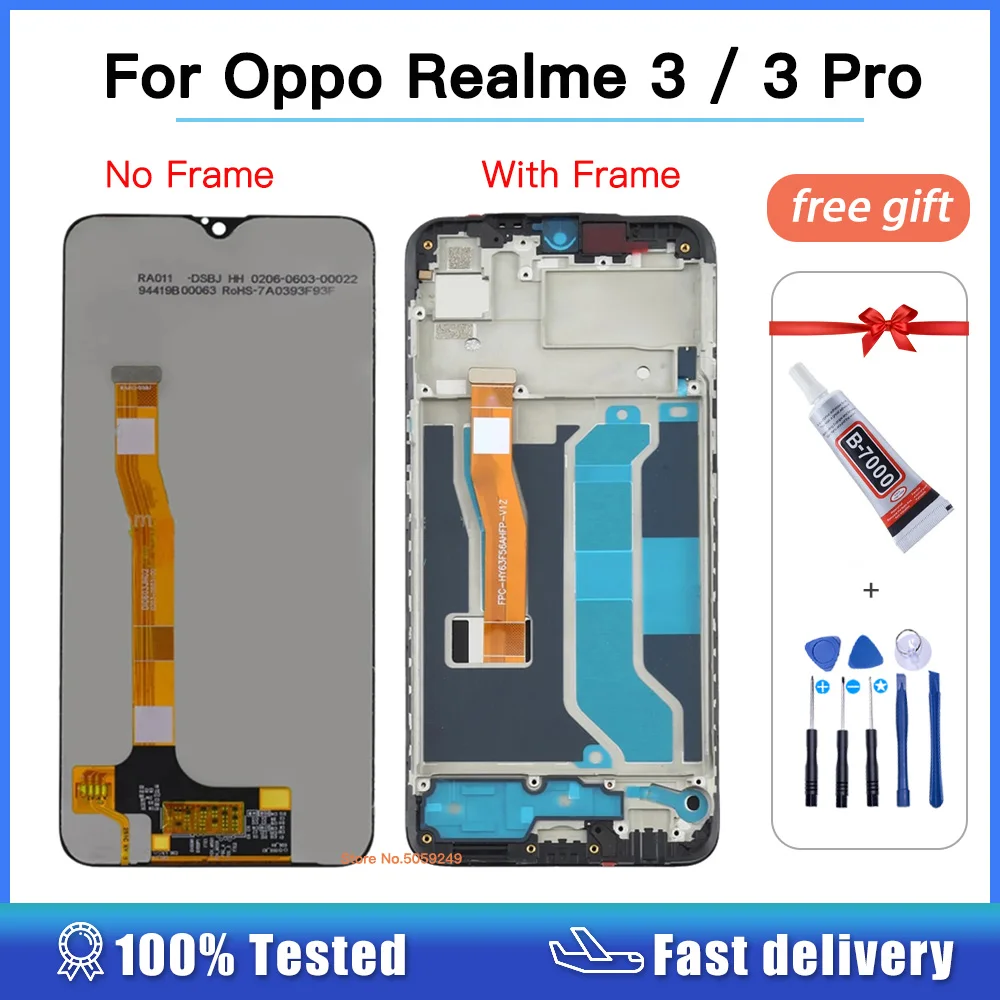 

High quality 6.3" For Oppo Realme 3 Pro LCD Display Touch Screen Digitizer Assembly For Realme 3Pro RMX1851 Display With Frame