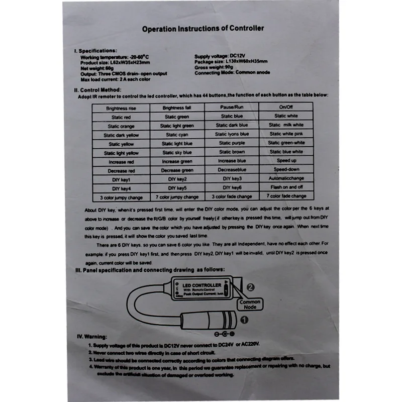 Imagem -05 - Controle Remoto para Led 12v 6a 72w ir Rgb com 44 Teclas para Fita de Led Rgb Smd 2835 3528 5050 3014