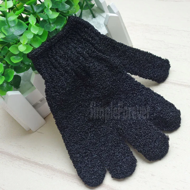 Black Peeling Glove  Five Fingers Exfoliating Tan Removal Bath Mitts Paddy Soft Fiber Massage Bath Glove Cleaner 100pcs/lot