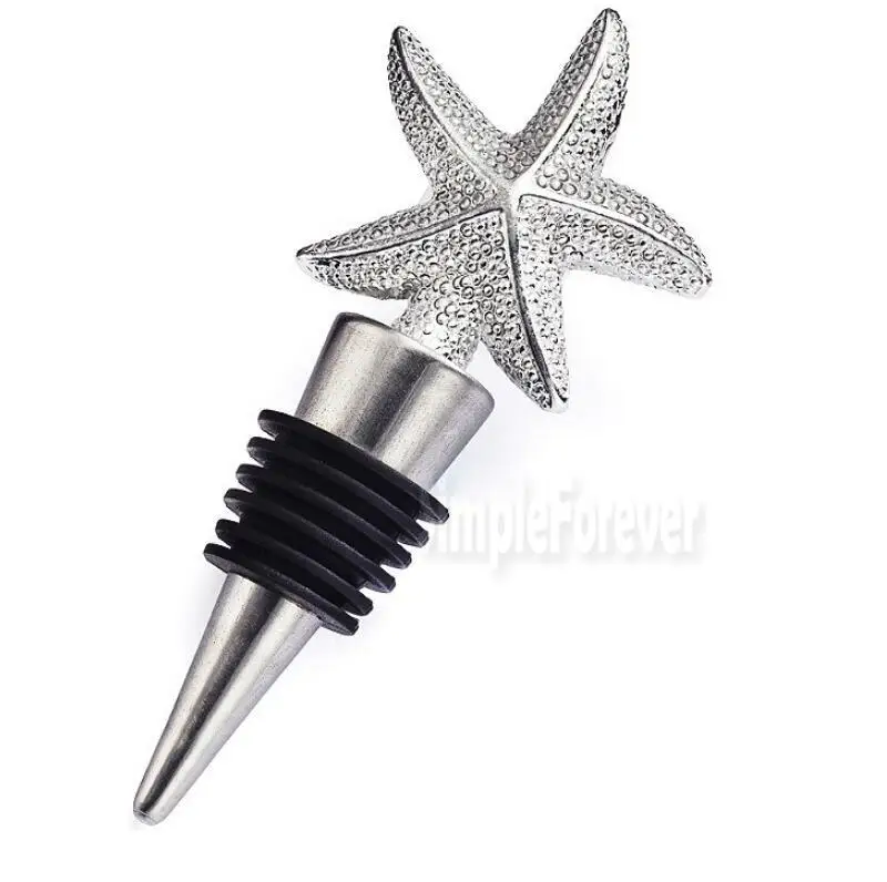 50Pcs/lot Beach Starfish Metal Wine Stopper with Box, Wedding Favor Birthday Party Gifts for Guests