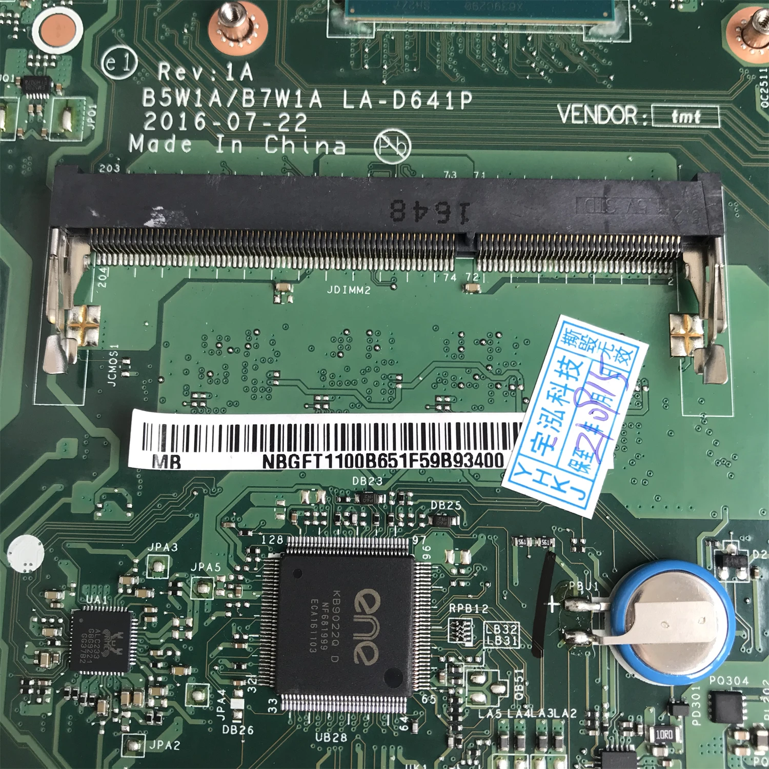 NBGFT1100B NB.GFT11.00B Mainboard สำหรับ Acer ASPIRE ES1-533แล็ปท็อป B5W1A/B7W1A LA-D641P พร้อม N3350 DDR3 100% Test ทำงาน