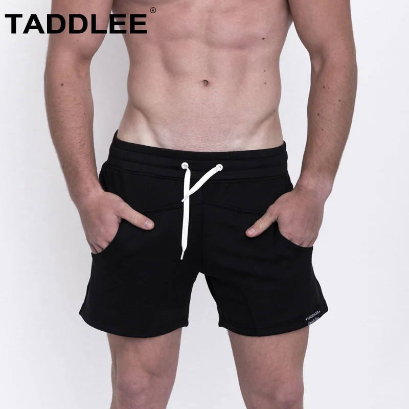 Taddlee Men's Sports Running Shorts Gym Training Boxer Trunks Solid Black Gray