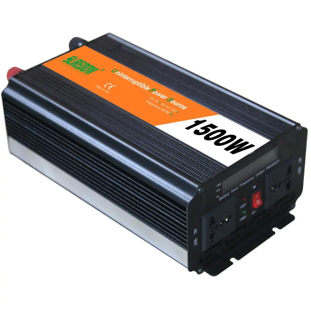 DC TO AC UPS Power Inverter 1500w 12v 24v Converter 110v 220v With Battery Charger For Emergency Use