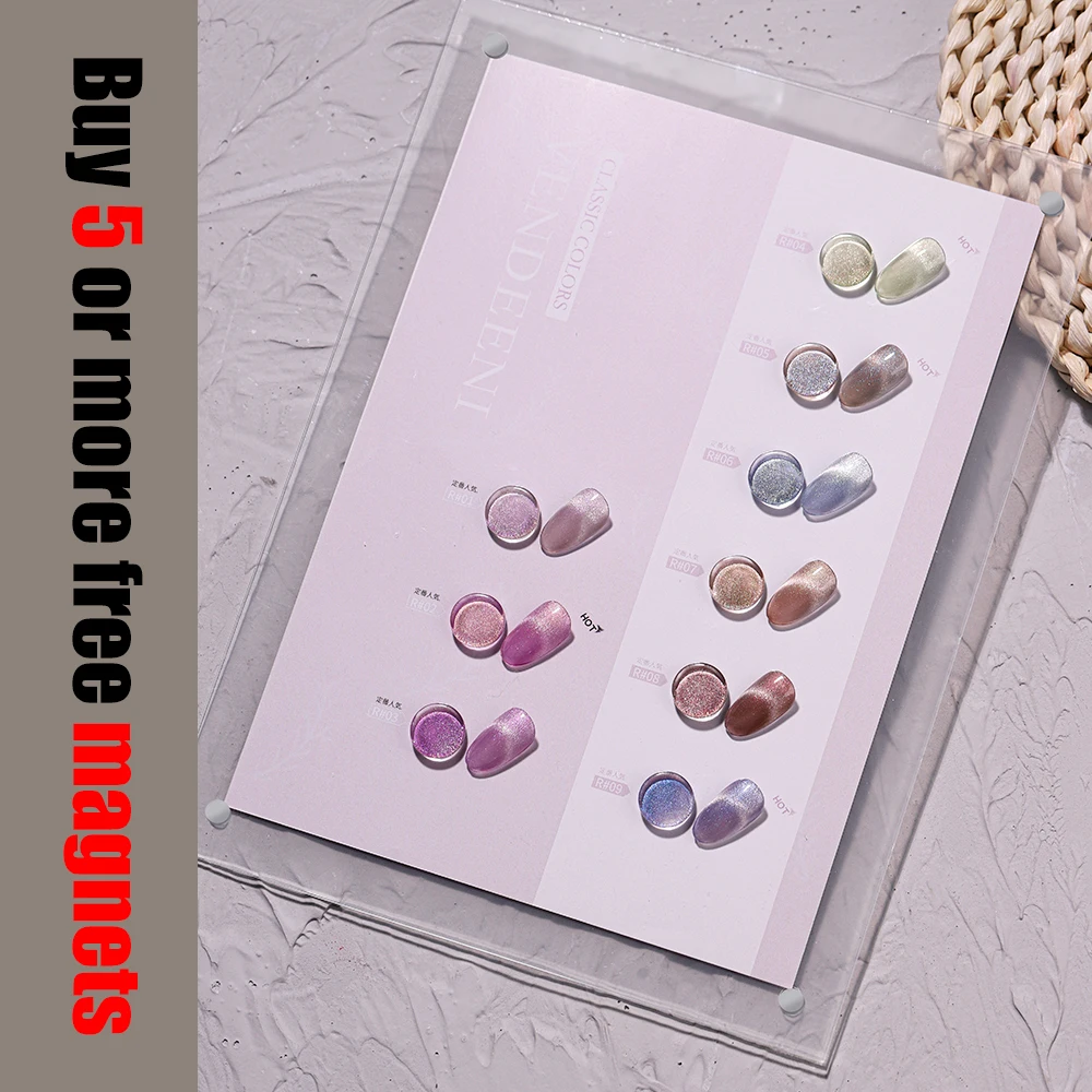 Vendeeni 9 colori/set scolorito glitter cat eye gel smalto UV LED luce cambia colore manicure smalto per unghie con carta colorata