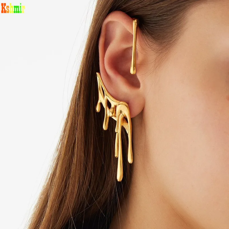 Kshmir 2023 New geometric metal drops wax irregular lava earrings buckle earrings suitable for women jewelry gifts