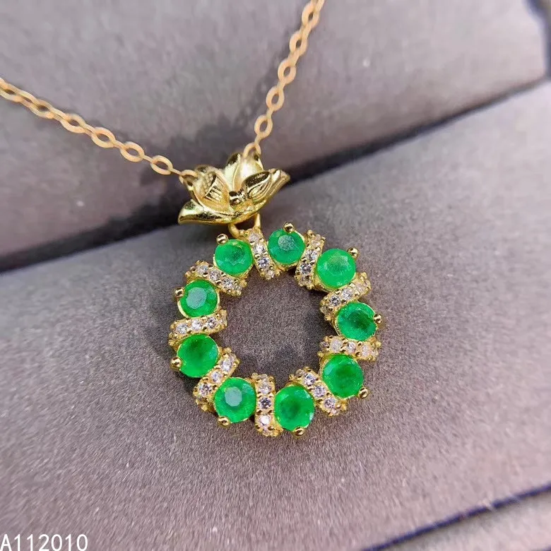 KJJEAXCMY Fine Jewelry 925 Sterling Silver Inlaid Natural Emerald Woman's Noble New Pendant Luxury Necklace Support Test
