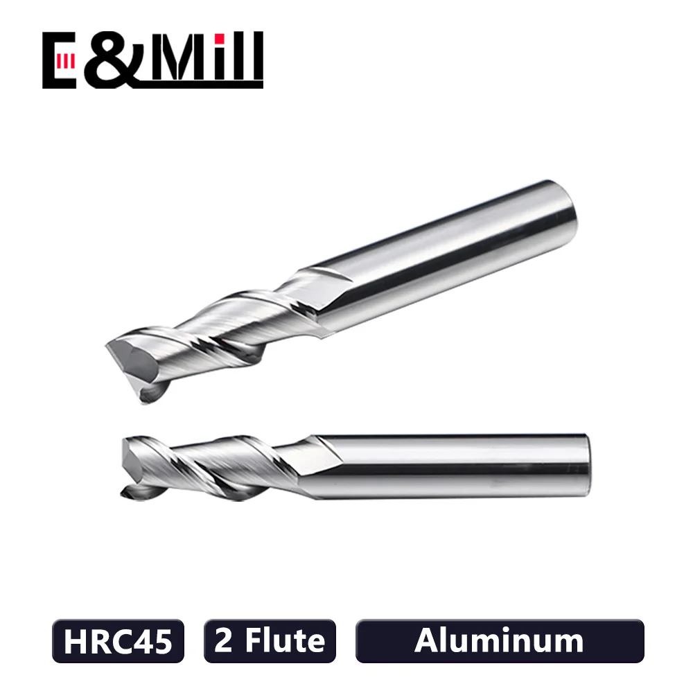 Hrc45 2 Flute Milling Cutter End Mill CNC Tool 1 to 20mm Aluminum end mill for Aluminum Fiberglass Acrylic Wood Copper Plastic