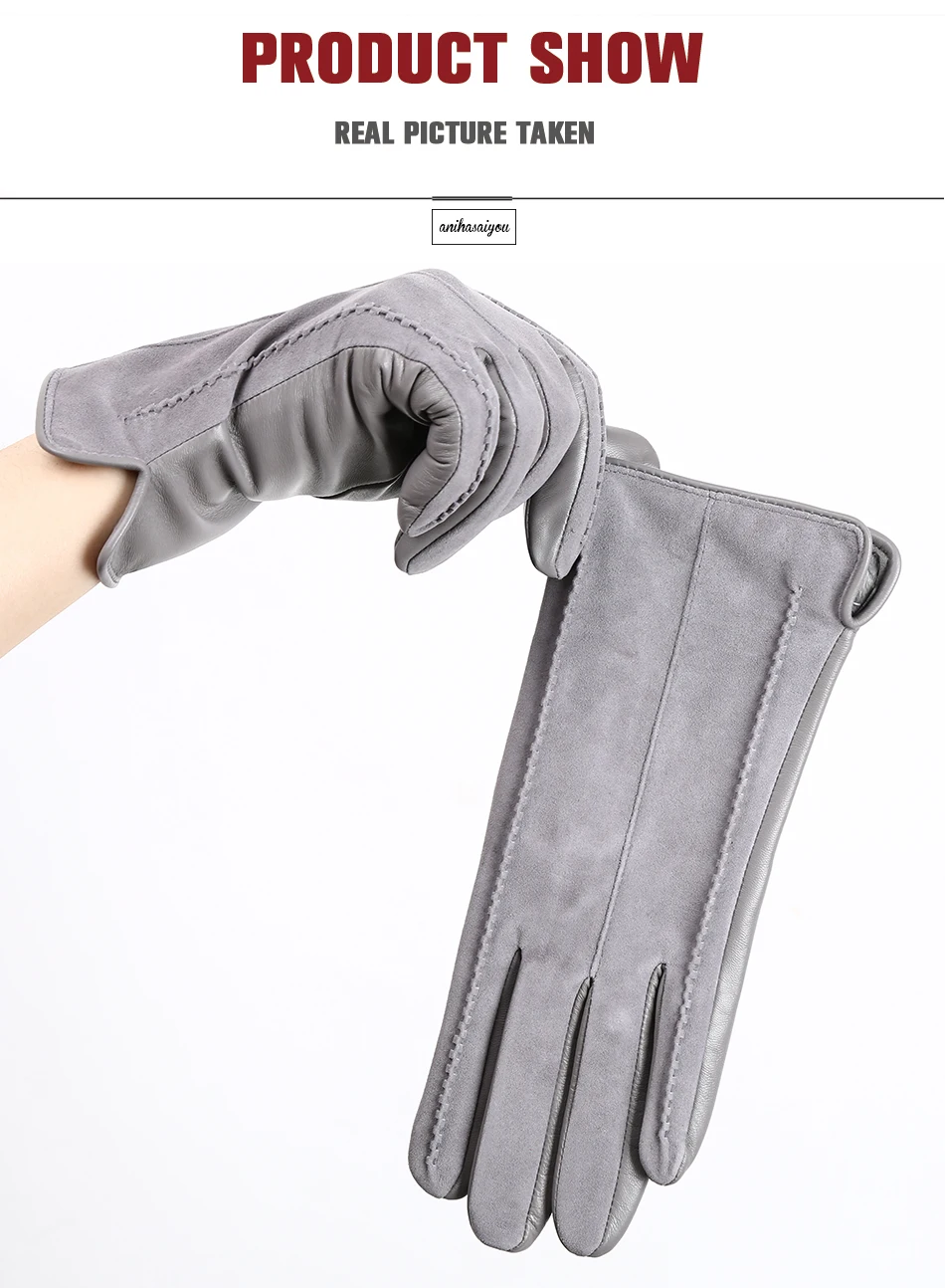 Good Quality Touch Gloves Color Winter Women's Leather Gloves Genuine Suede 50% Genuine Leather 50% Women's Gloves -2007