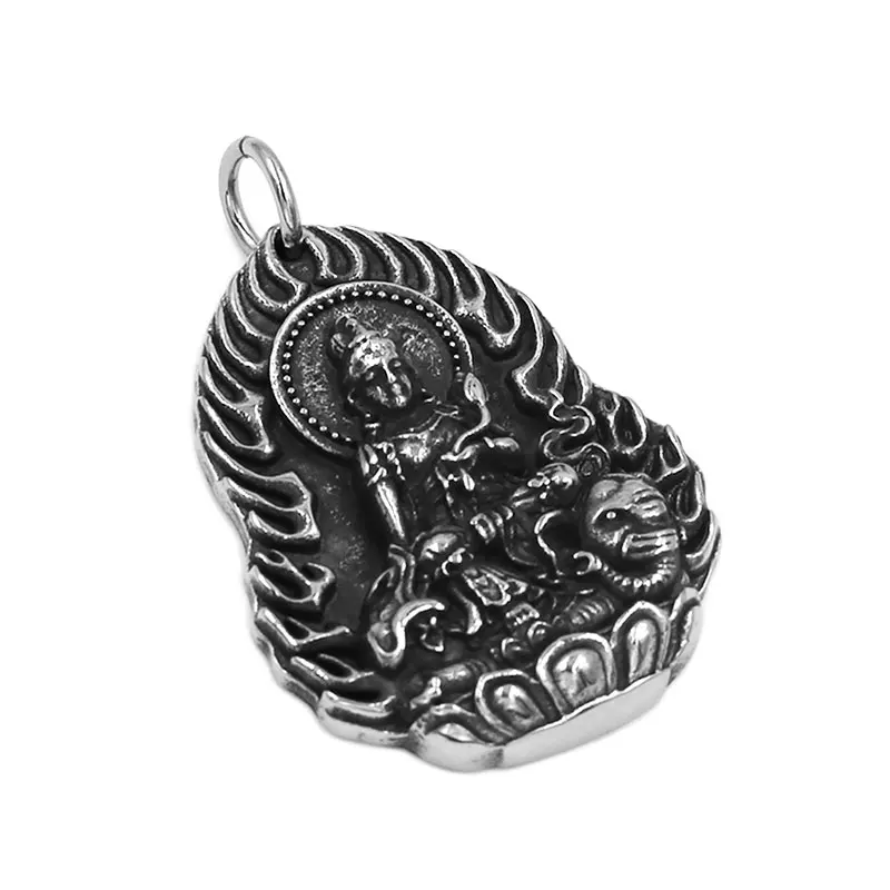 Thousand Hands Guanyin Buddha Pendant Stainless Steel Pendant Necklace Elephant Amulet Lucky Buddha Pendant Women Men SWP0590A