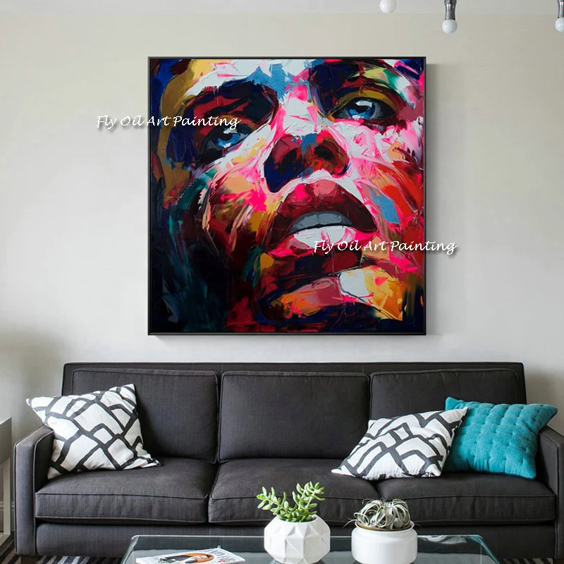 

Modern Abstract Human Handmade Face Oil Painting Graffiti Painting Poster Modern Fashion Bedroom Living Room Wall Decora Art