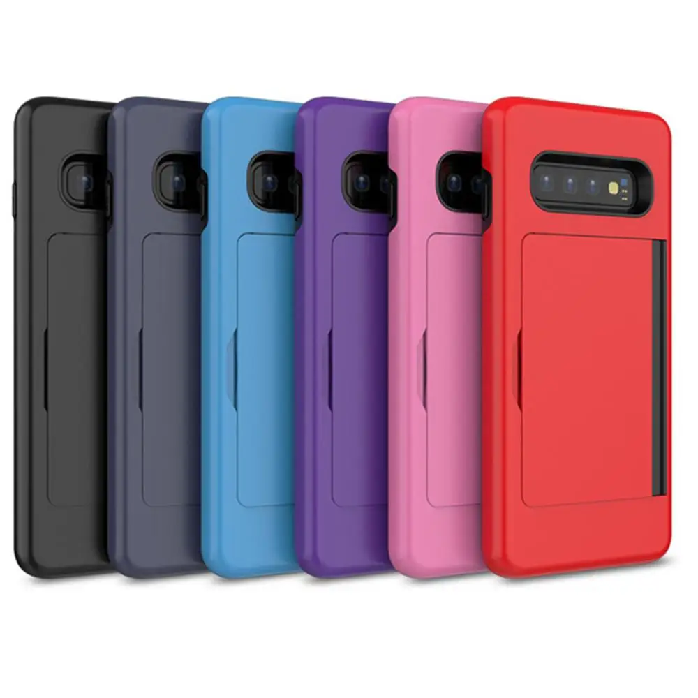 For Samsung Galaxy S10 5G S10Plus S10E A20 A30 A50 Candy Color Business Card Slots Holder Cover For Samsung S10+ Fundas Capa