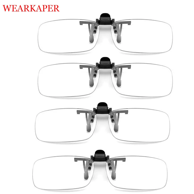 

4 PCS Clip Reading Glasses Transparent Lens & Clip Eyeglasses Flip up Portable Anti-Blue Light Reading Glasses