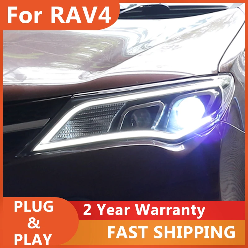 

Автомобильные аксессуары для фар Toyota RAV4 Фари 2013-2015 RAV4 Фара DRL Указатель поворота Ближнего света Линза проектора