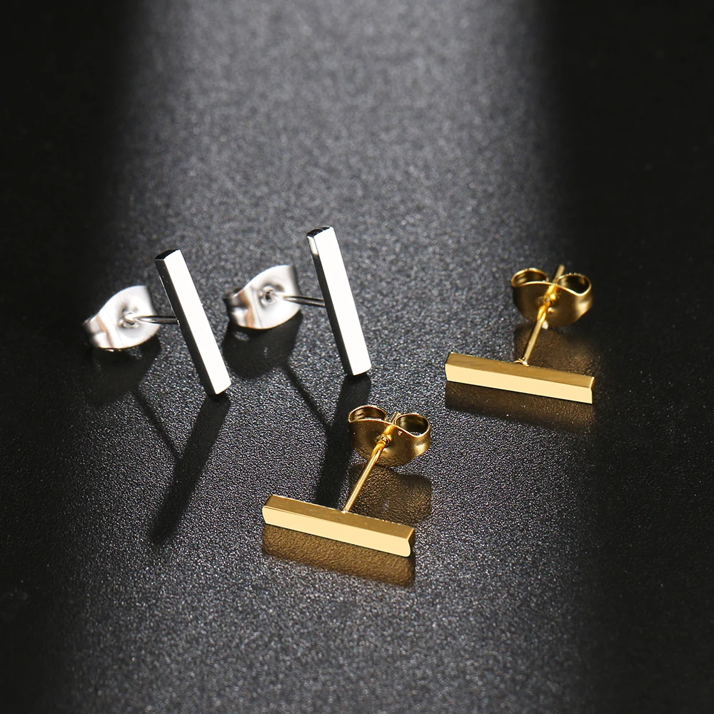 Stainless Steel Earrings Minimalist Stick Fashion Stud Earrings Classic Simple Earrings For Women 2022 Jewelry Wedding Party NEW