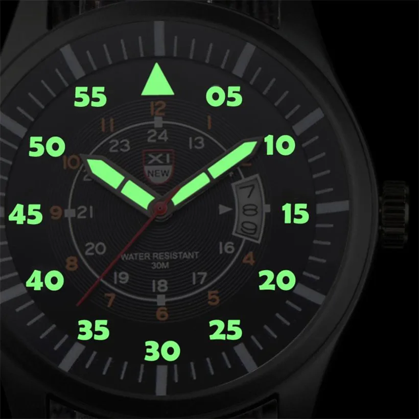 2020 XINEW Watches Men Military Sports Watches Luminous Number Fashion Green Nylon Strap Watch Men Quartz Watches heren horloge