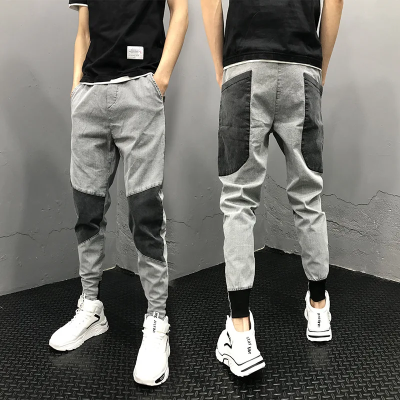 

ICCLEK New Casual Trousers Men's Self-cultivation Leggings Trousers Thin Section Color Matching Feet Trousers Fashion