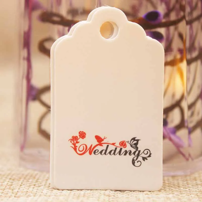 100Pcs 5*3cm Handmade With Love Wedding Paper Tag Card DIY Gift Label Hang Tags For Valentines days Birthday Wrapping Decoration