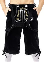 Germany Traditional Oktoberfest Beer Men's Bar Costume Bavarian Deluxe Lederhosen Suspenders Shorts Cosplay Party Fancy Dress
