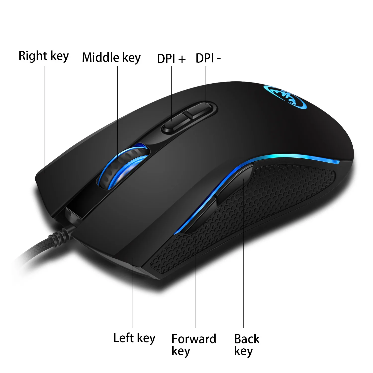 Hongsund  Upgraded version RGB Light 7200DPI Macro Programmable 7 Buttons  Optical USB Wired Mouse Gamer Mice computer Gaming