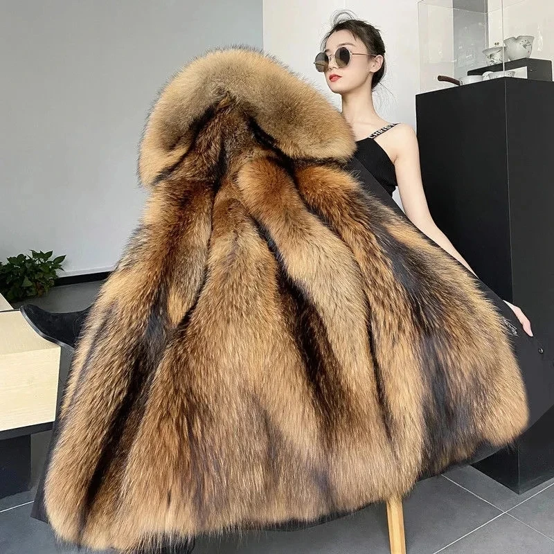 S-5XL 2021 Winter Thick Parkas Women Mink Detachable Inner Faux Fur  Coat Long Fur Mink Cotton Jacket Female Hooded Warm Outwear