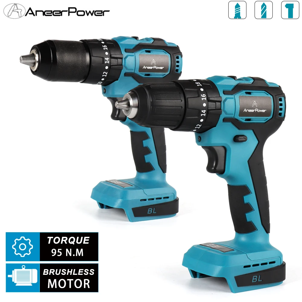 Taladro sin escobillas, destornillador inalámbrico de energía eléctrica, herramientas de batería de litio Makita de 18V, Torque 95N.m, 2 años de garantía