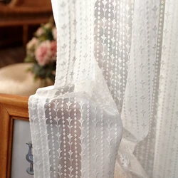 Korean White Embroidered Voile Curtains For Bedroom Window Curtain For Living Room Sheer tulle Curtain Blinds Custom Made Drapes