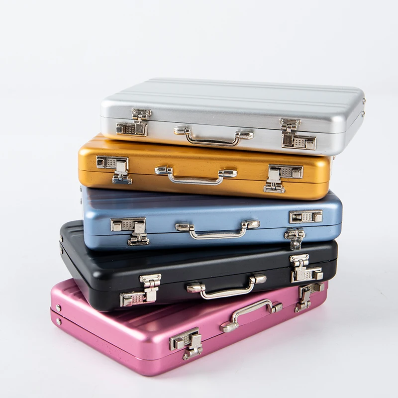 

New Aluminum Storage Box Business ID Credit Card Holder Mini Suitcase Bank Card Box Holder Jewelry Case Organizer Rectangle
