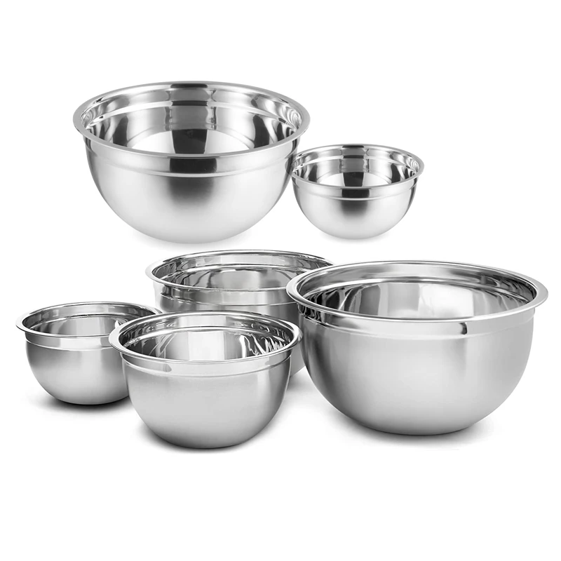 (Set of 6) Stainless Steel Mixing Bowls Non-Slip Nesting Whisking Salad Bowls Set Mixing Bowls For Cooking Baking Storage