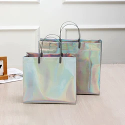 Pvc Laser Tote Bag For Women Thick Handbag Waterproof Gift Storage Plastic Clothing Packaging Bag Shopping Bag