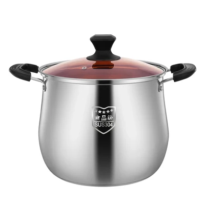 

Stock pot 304 stainless steel stock pot thickened household small cooking pot cooking pot gas induction cooker pot