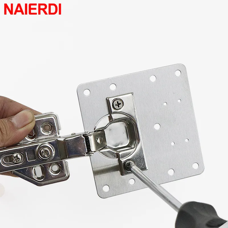 NAIERDI 1/2/4/8PCS Hinge Repair Plate Resistant Stainless Steel Furniture Mounted Plate Cabinet Door Hinges Repair Mount Tool