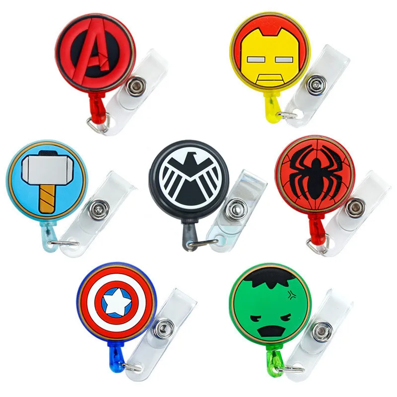 1Pcs Marvel ID Card Holder Retractable Employee Card Nurse Chest Card  Student Bus Card Holder Cute Mobile Phone Lanyard