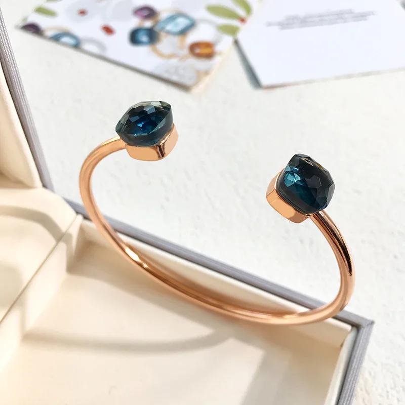 Trendy 22 Kinds of Crystal Candy Cuff Bangle 3 Gold Color Adjustable Free Bracelets For Women Gift Fashion Jewelry