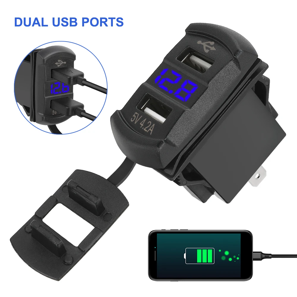 12V Motorcycle USB Chargers 3.0 24V Trailer Power Adapter Splitter Digital Volt Gauge Car Accessories Caravan Truck Marine Boat