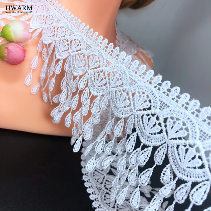 HWARM 5yard 8.8cm nappe bianche tessuto di pizzo nastro gonna da sposa accessori di abbigliamento fai da te classico poliestere codice a barre pizzo