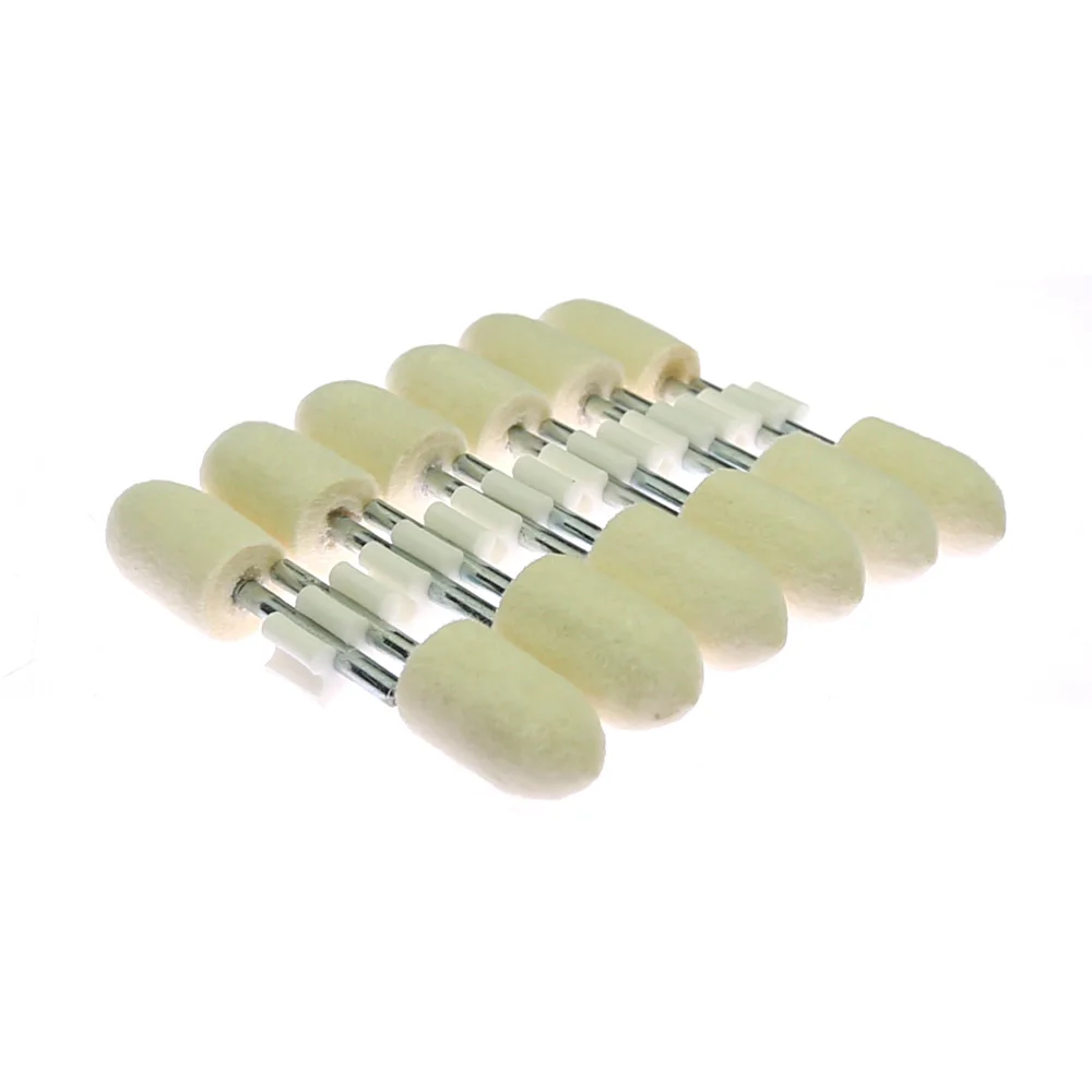 12 pcs/bag Wool Felt Polishing Bobs 3mm Shaft Mounted Point for Molds Mirror Polishing Drill Rotary Power Tool