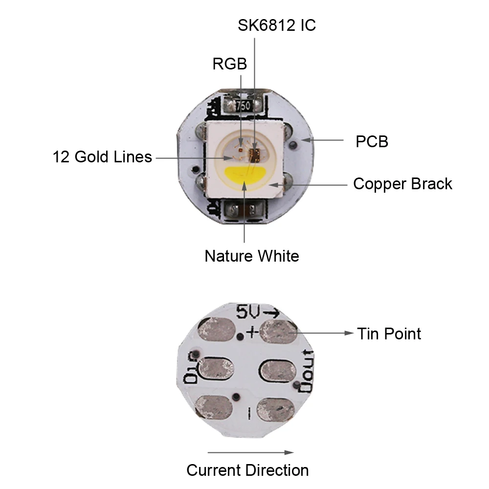 WS2812B SK6812 RGBW RGB Warm RGBNW WWA PCB LED Chip Pixel 5V 10mm PCB SMD 5050 RGB Chip For Strip Light DC5V