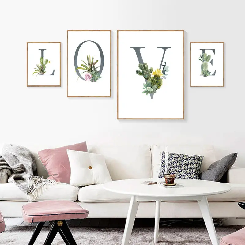 

wall painting decorative pictures plants alphabet english posters and prints wall art nordic poster room decoration