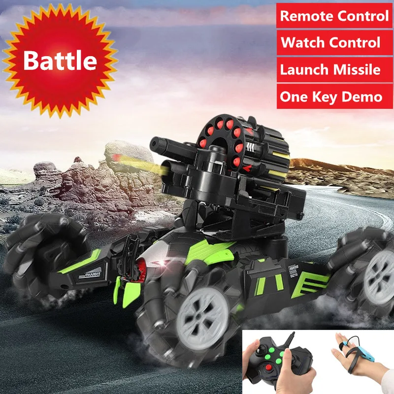 20KM/H High Speed RC Racing Drift Car Gesture Control&Remote Control RC Battle Car With Launch BB Bullet missile rc tank cars