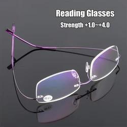 2022 Hot Flexible Ultralight Rimless Reading Glasses  Memory Titanium Magnetic Glasses Presbyopic Eyeglasses Strength +1.0~+4.0