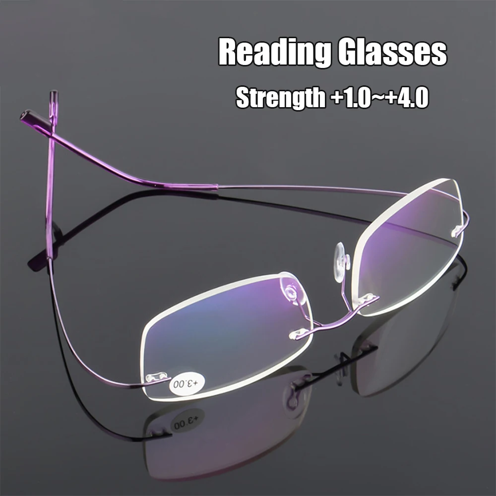 2022 Hot elastyczne Ultralight Rimless okulary do czytania pamięci tytanu okulary magnetyczne okulary Presbyopic siła + 1.0 ~ + 4.0