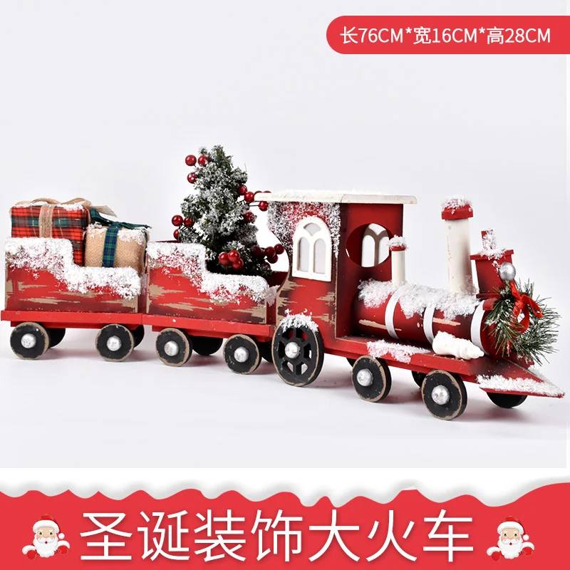 Christmas decoration supplies scene decoration DIY wooden handmade train model decoration shopping mall shop window supplies