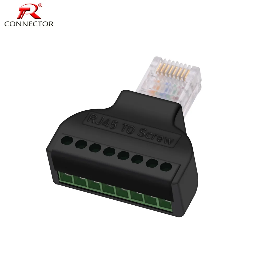 1PC RJ45 to Screw Terminals 8pins AV Balun Adapter RJ45 Internet Male Plug to Screw Connector Block CCTV Assembly